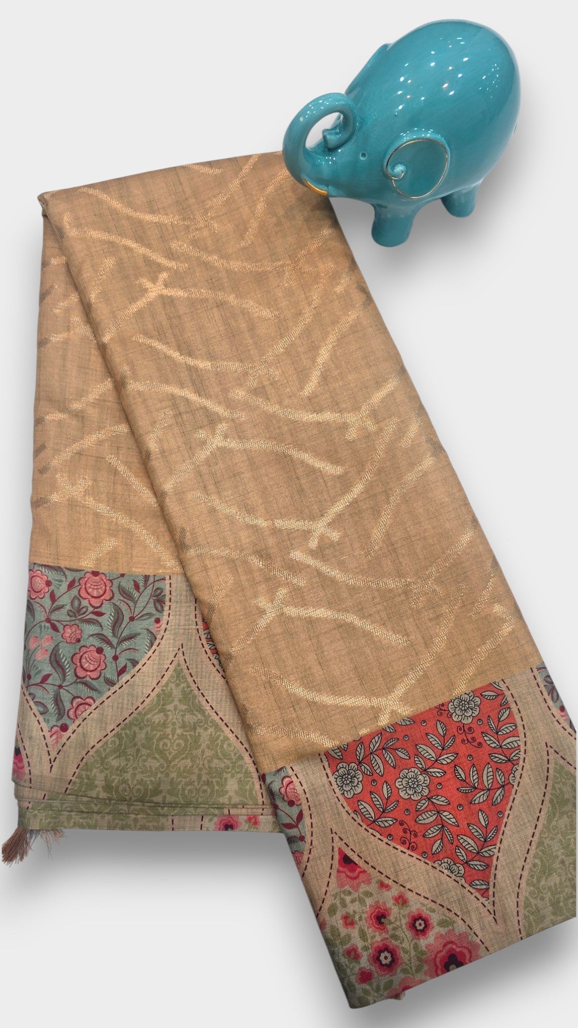 Heritage Beige Raw Crape Tassar Silk Saree Mayurikaa