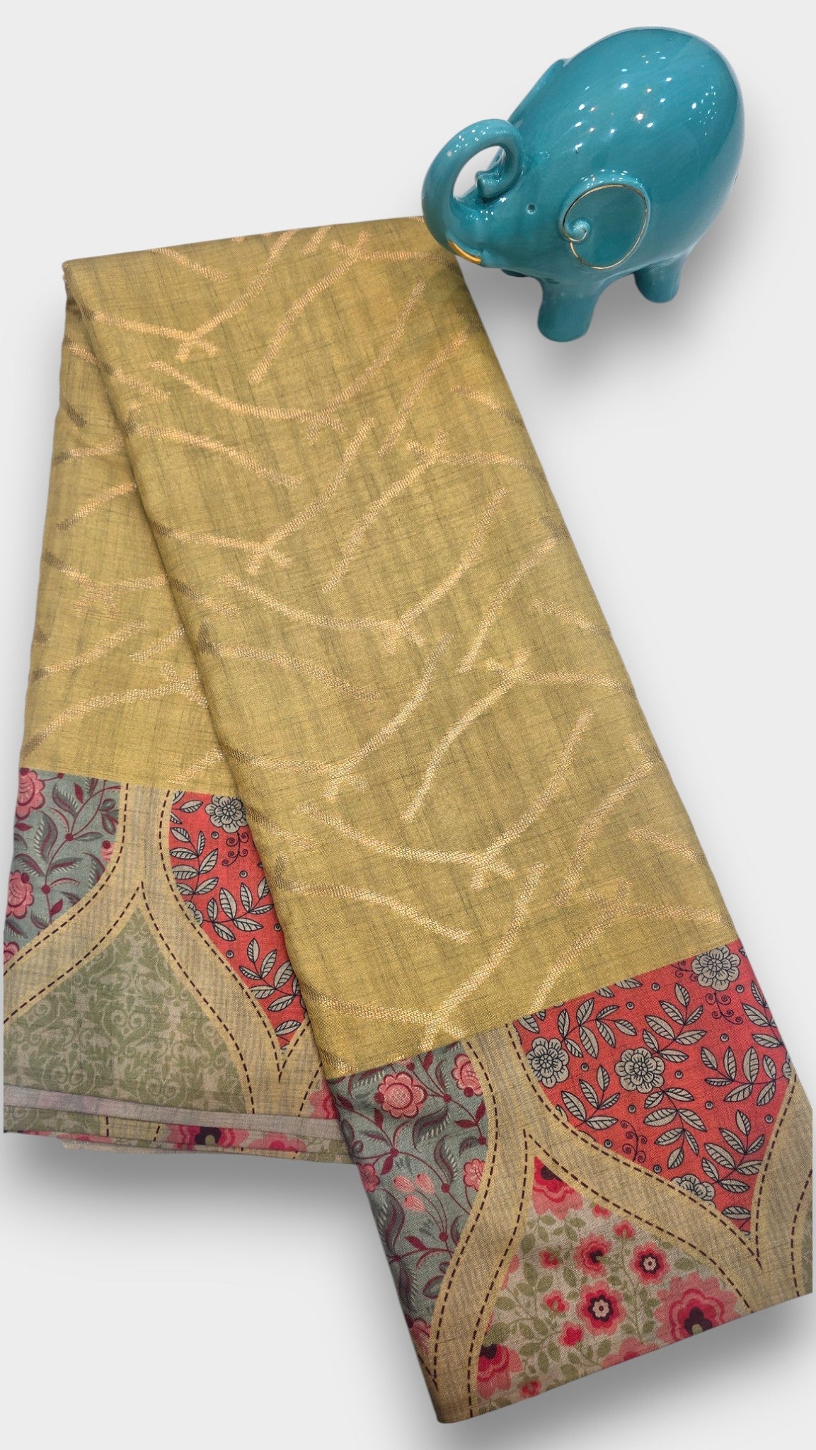 Lemonade Yellow Raw Crape Tassar Heritage Collection