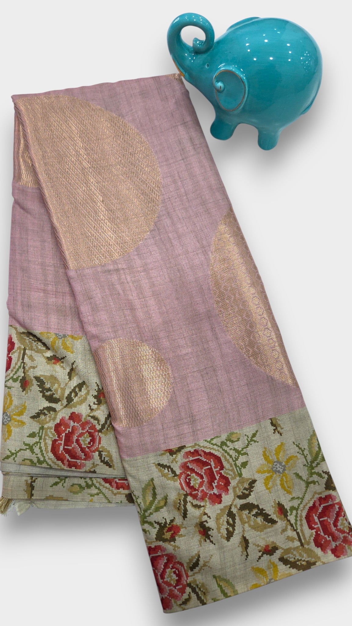 ONION PINK Raw Tussar Silk Saree with FLORAL Digital Print and Jari WEAVING – Mayurikaa